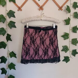 Sugar Thrillz Black Lace Pink Mini Skirt
